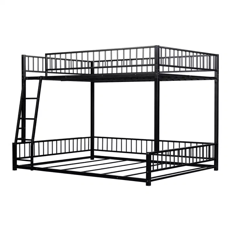 Whisen Twin XL over Queen Bunk Bed Frame with Ladder & Safety Guardrails