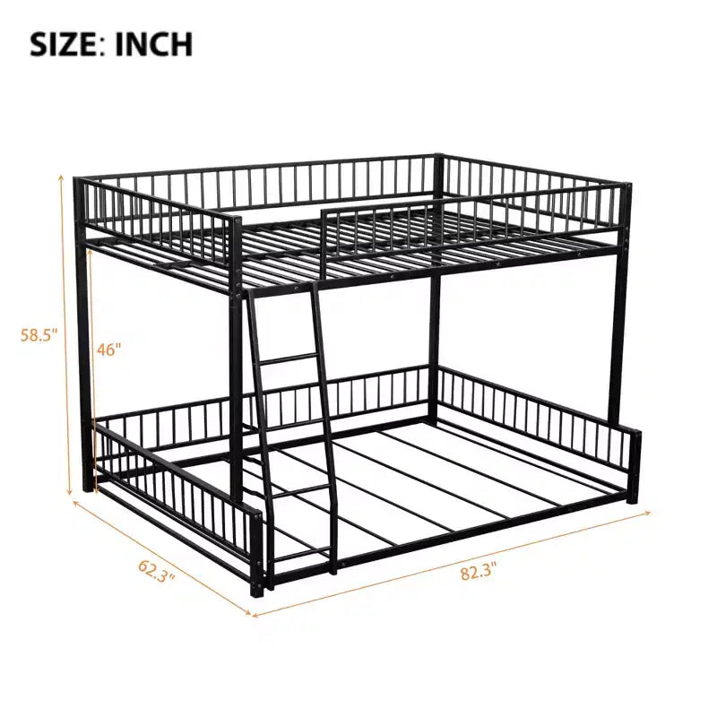 Whisen Twin XL over Queen Bunk Bed Frame with Ladder & Safety Guardrails