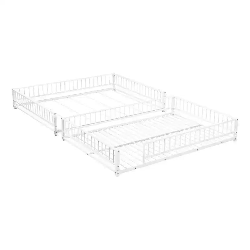 Whisen Twin XL over Queen Bunk Bed Frame with Ladder & Safety Guardrails