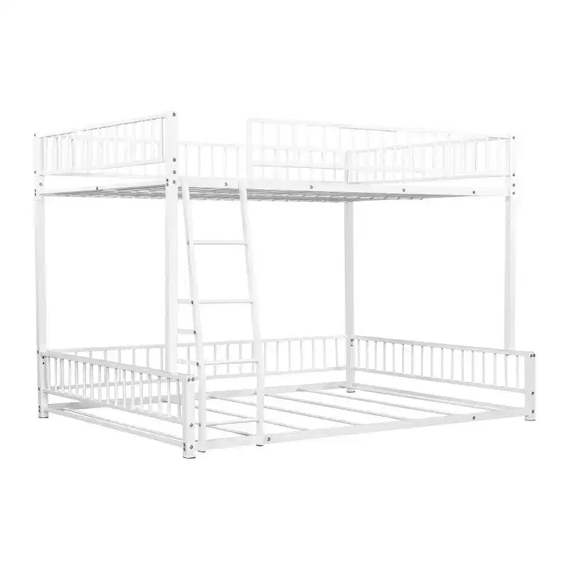 Whisen Twin XL over Queen Bunk Bed Frame with Ladder & Safety Guardrails