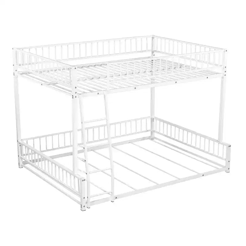 Whisen Twin XL over Queen Bunk Bed Frame with Ladder & Safety Guardrails