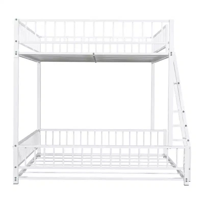 Whisen Twin XL over Queen Bunk Bed Frame with Ladder & Safety Guardrails