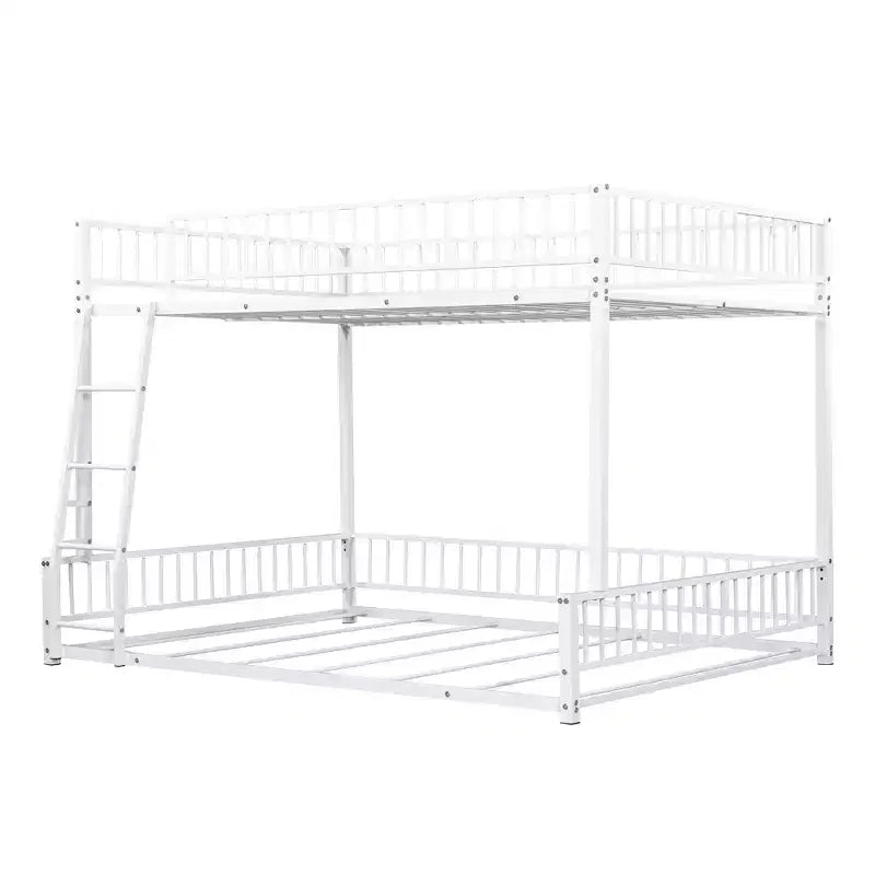 Whisen Twin XL over Queen Bunk Bed Frame with Ladder & Safety Guardrails