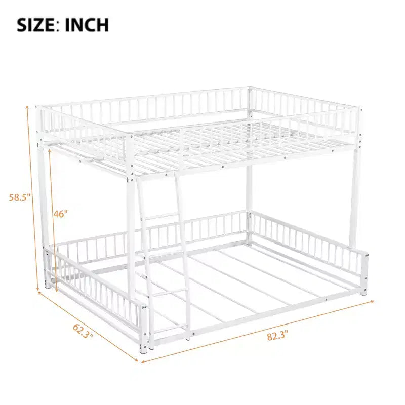 Whisen Twin XL over Queen Bunk Bed Frame with Ladder & Safety Guardrails