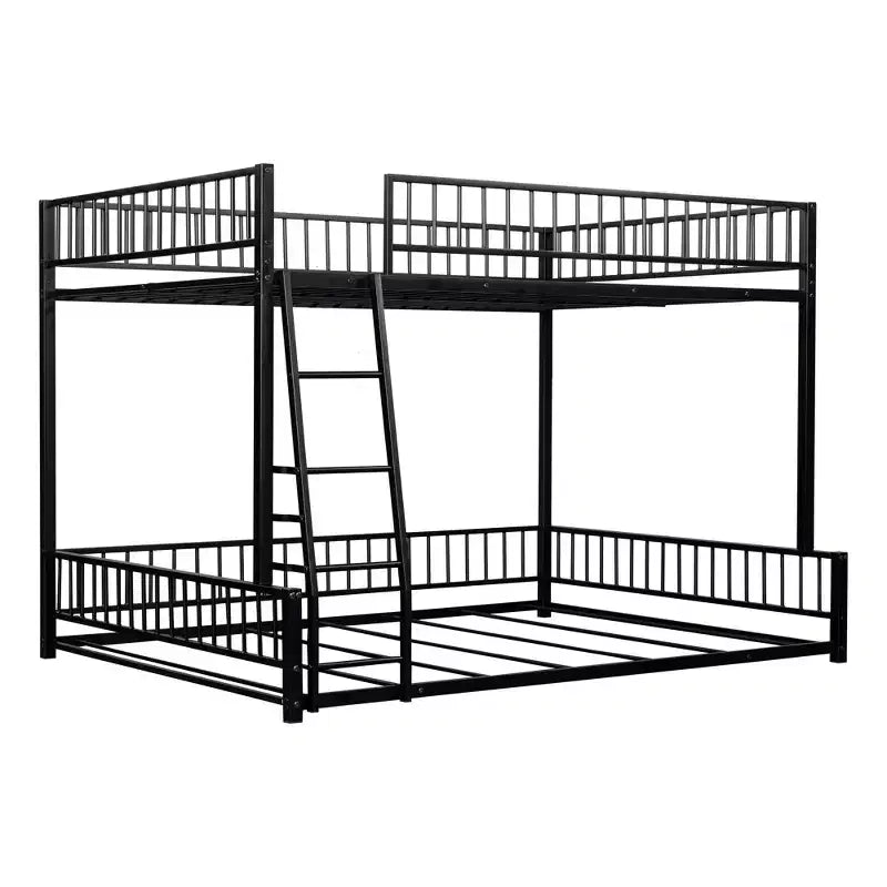 Whisen Twin XL over Queen Bunk Bed Frame with Ladder & Safety Guardrails