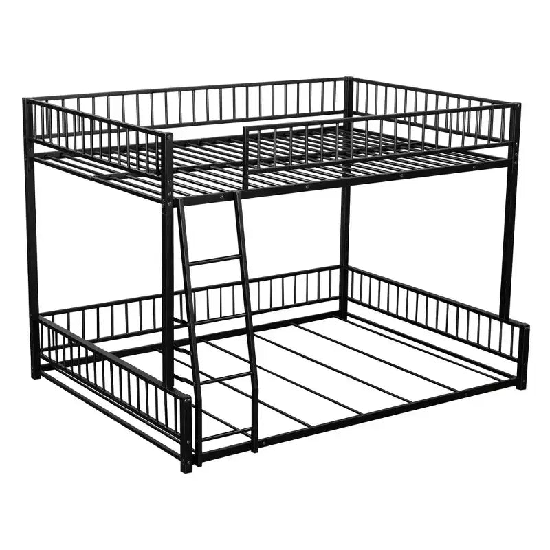 Whisen Twin XL over Queen Bunk Bed Frame with Ladder & Safety Guardrails