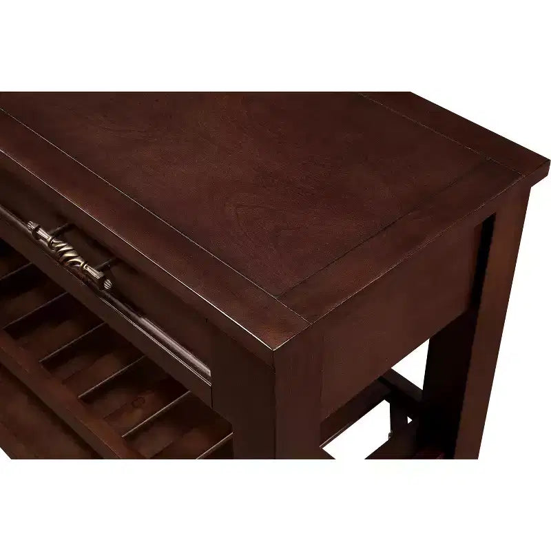 Hostack 42'' Console Table Sideboard with 2 Storage Drawers and 2 Tiers Shelves for Living and Dining Room, Espresso