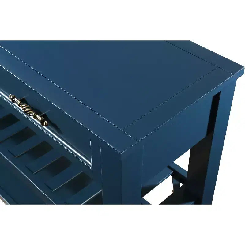 Hostack 42'' Console Table Sideboard with 2 Storage Drawers and 2 Tiers Shelves for Living and Dining Room, Navy