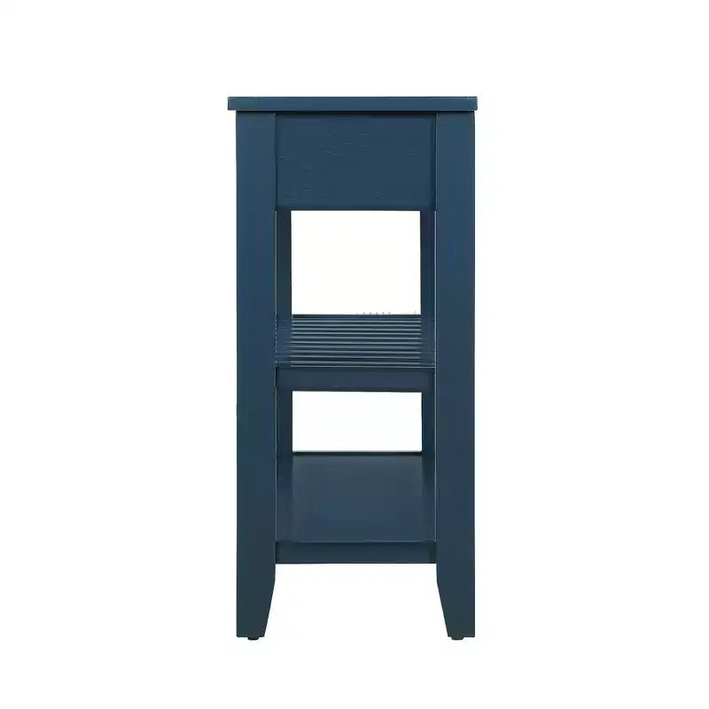 Hostack 42'' Console Table Sideboard with 2 Storage Drawers and 2 Tiers Shelves for Living and Dining Room, Navy