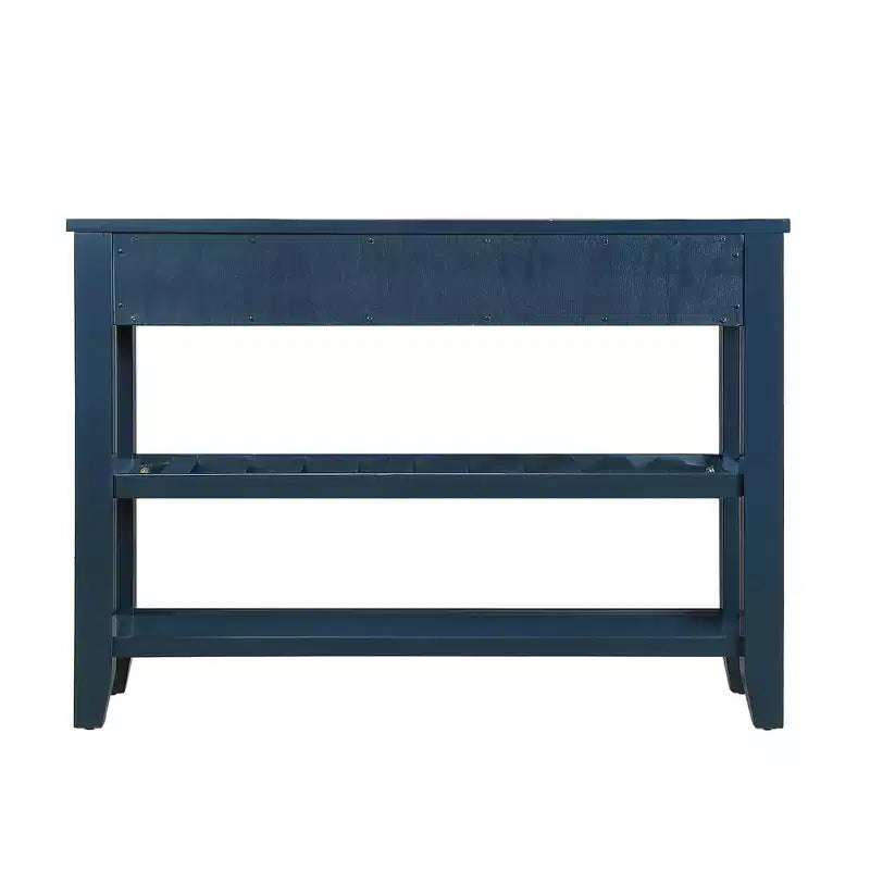 Hostack 42'' Console Table Sideboard with 2 Storage Drawers and 2 Tiers Shelves for Living and Dining Room, Navy