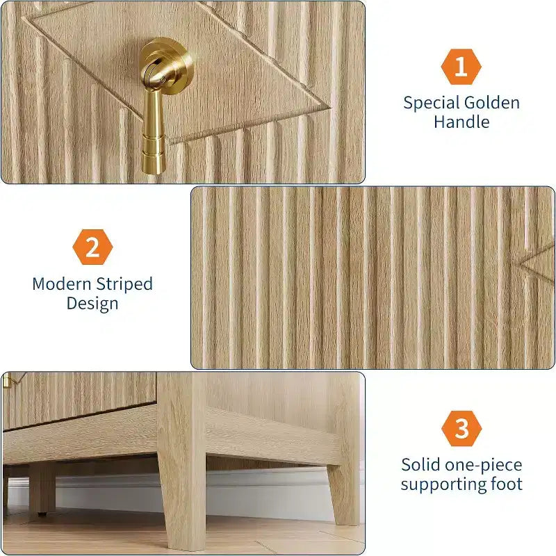 Acekool 47.2 6-Drawer Fluted Dresser, Modern Storage Chest for Bedroom, Living Room