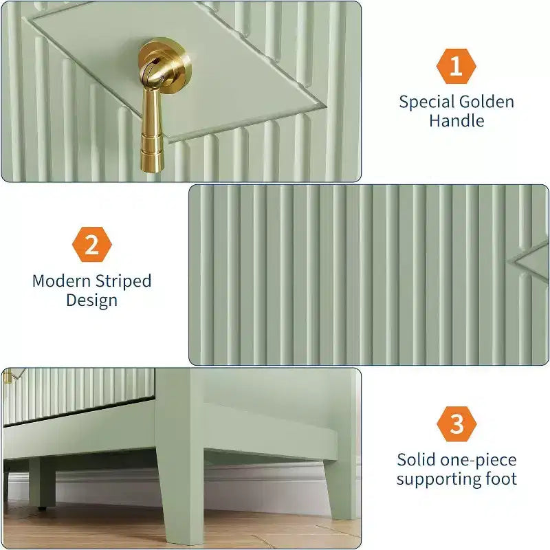 Acekool 47.2 6-Drawer Fluted Dresser, Modern Storage Chest for Bedroom, Living Room