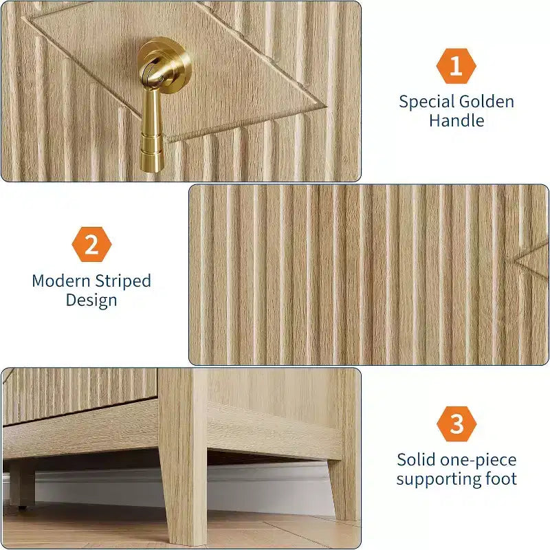 Acekool 54 6-Drawer Fluted Dresser, Modern Storage Chest, Closet or Hallway