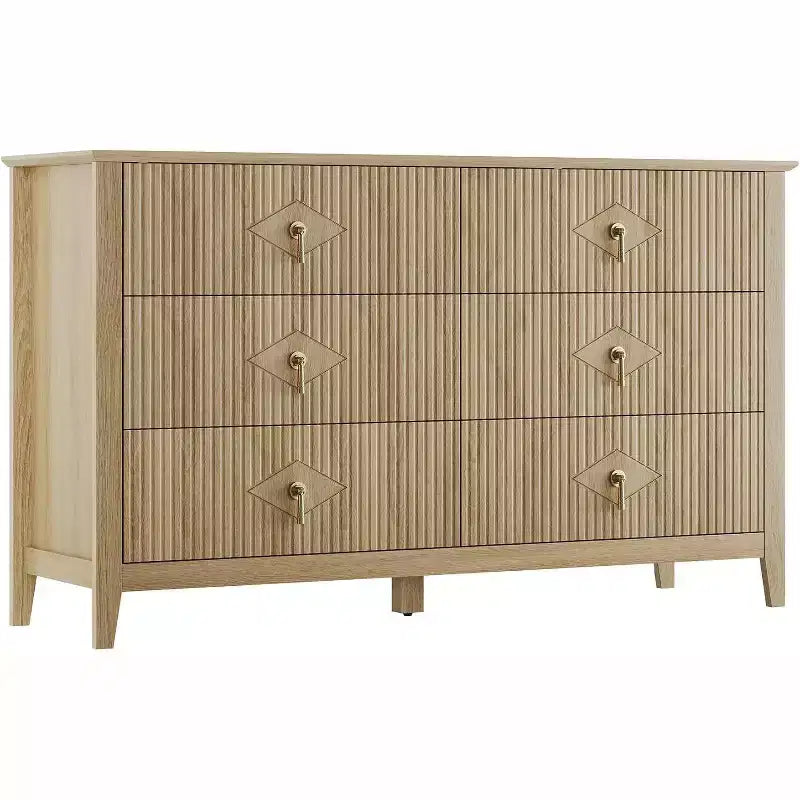 Acekool 54 6-Drawer Fluted Dresser, Modern Storage Chest, Closet or Hallway