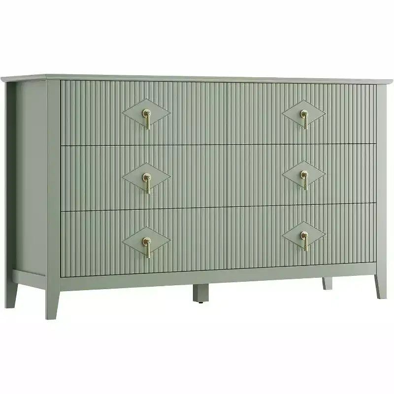 Acekool 54 6-Drawer Fluted Dresser, Modern Storage Chest, Closet or Hallway