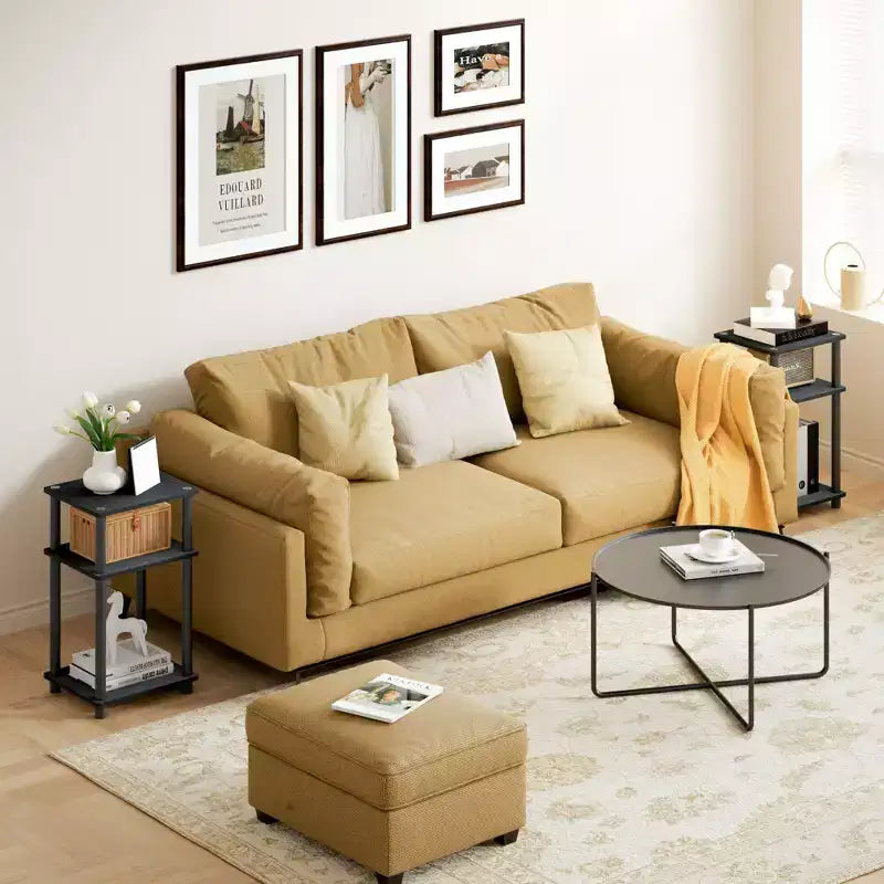 HOMLUX 2 PCS End Table 3-Tier Sofa Side Table Nightstand with Storage Shelf