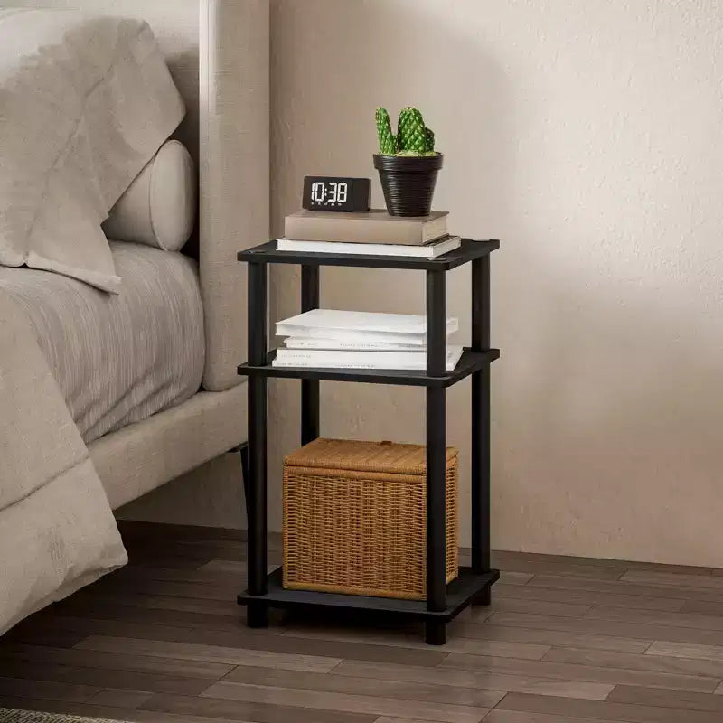 HOMLUX 2 PCS End Table 3-Tier Sofa Side Table Nightstand with Storage Shelf