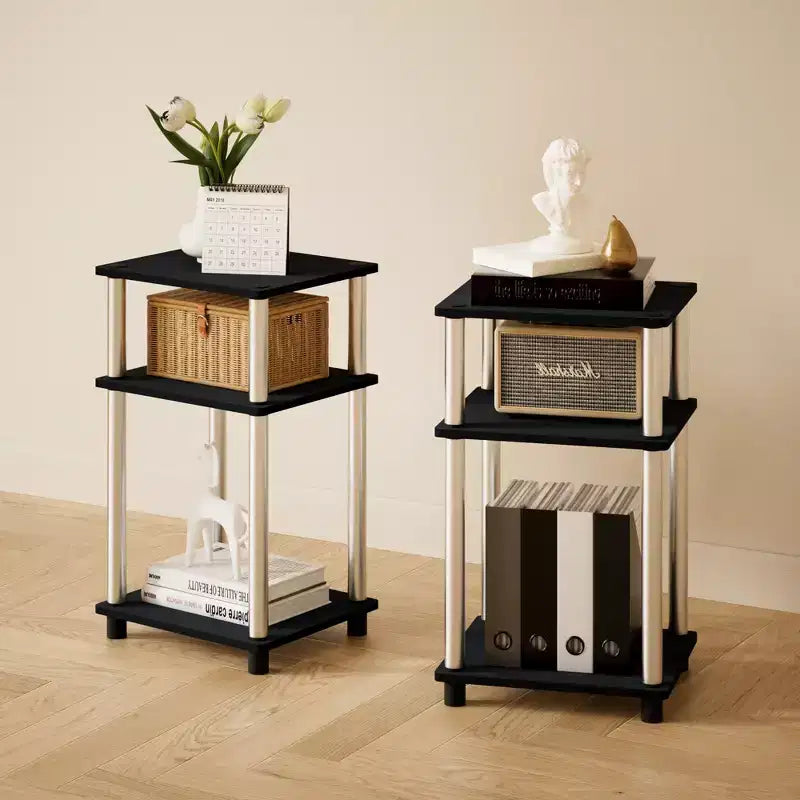HOMLUX 2 PCS End Table 3-Tier Sofa Side Table Nightstand with Storage Shelf
