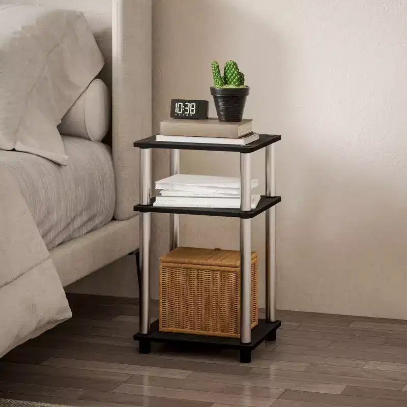 HOMLUX 2 PCS End Table 3-Tier Sofa Side Table Nightstand with Storage Shelf