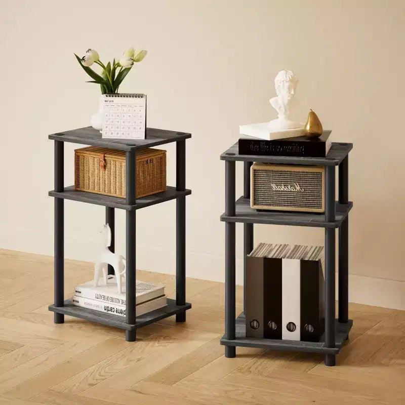 HOMLUX 2 PCS End Table 3-Tier Sofa Side Table Nightstand with Storage Shelf