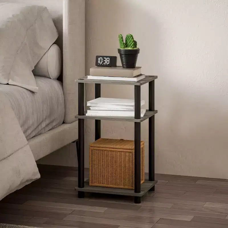HOMLUX 2 PCS End Table 3-Tier Sofa Side Table Nightstand with Storage Shelf