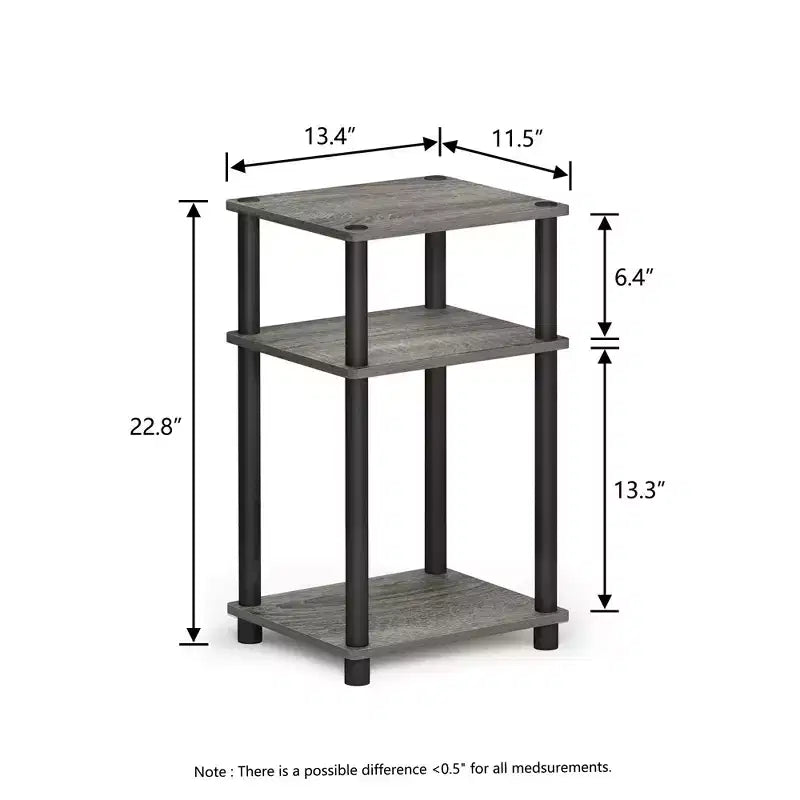 HOMLUX 2 PCS End Table 3-Tier Sofa Side Table Nightstand with Storage Shelf