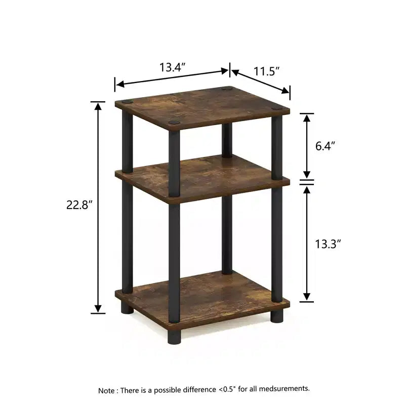 HOMLUX 2 PCS End Table 3-Tier Sofa Side Table Nightstand with Storage Shelf