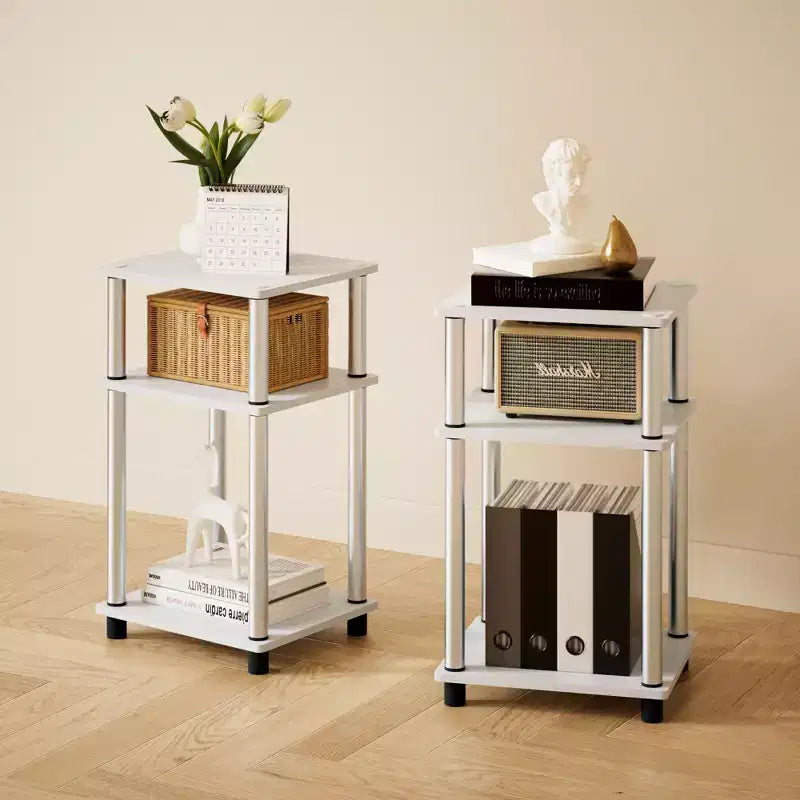 HOMLUX 2 PCS End Table 3-Tier Sofa Side Table Nightstand with Storage Shelf