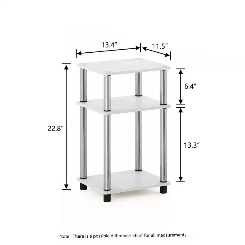 HOMLUX 2 PCS End Table 3-Tier Sofa Side Table Nightstand with Storage Shelf