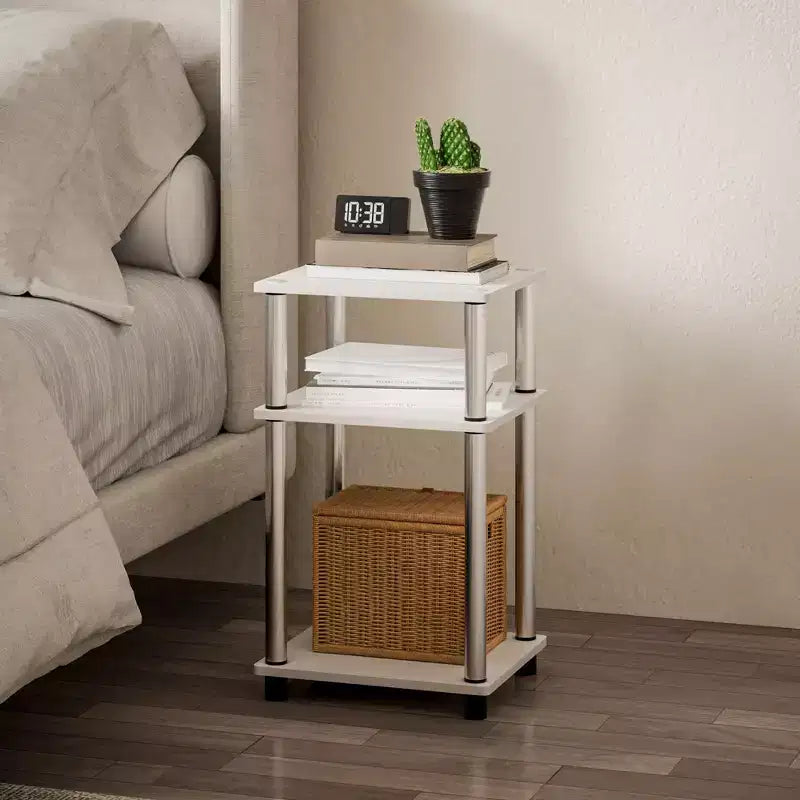 HOMLUX 2 PCS End Table 3-Tier Sofa Side Table Nightstand with Storage Shelf
