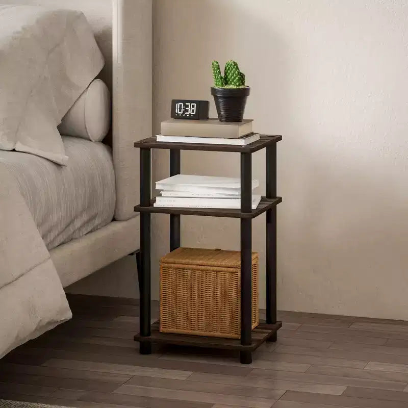 HOMLUX 2 PCS End Table 3-Tier Sofa Side Table Nightstand with Storage Shelf