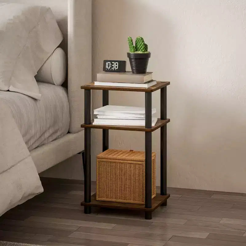 HOMLUX 2 PCS End Table 3-Tier Sofa Side Table Nightstand with Storage Shelf