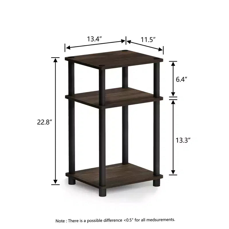 HOMLUX 2 PCS End Table 3-Tier Sofa Side Table Nightstand with Storage Shelf
