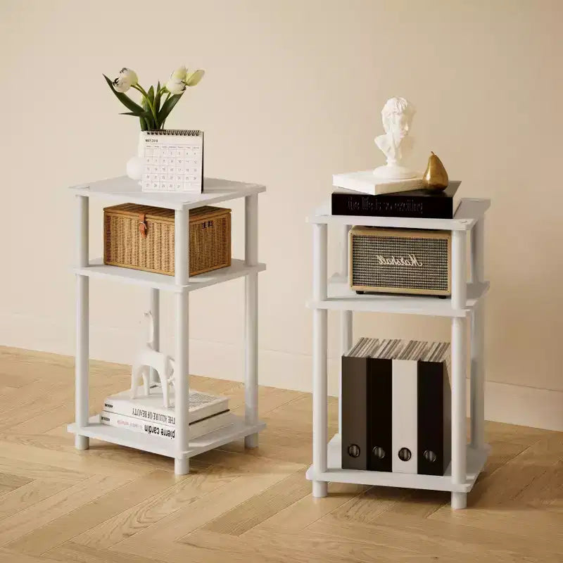 HOMLUX 2 PCS End Table 3-Tier Sofa Side Table Nightstand with Storage Shelf