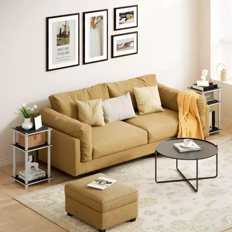 HOMLUX 2 PCS End Table 3-Tier Sofa Side Table Nightstand with Storage Shelf