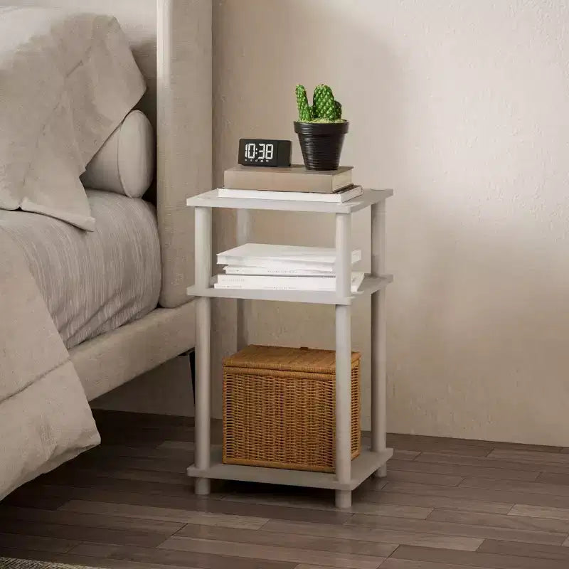 HOMLUX 2 PCS End Table 3-Tier Sofa Side Table Nightstand with Storage Shelf