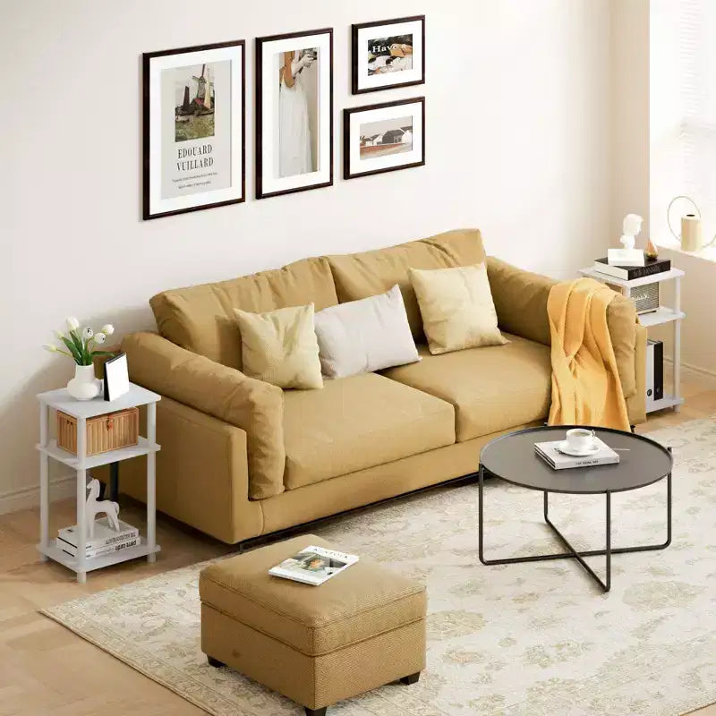 HOMLUX 2 PCS End Table 3-Tier Sofa Side Table Nightstand with Storage Shelf