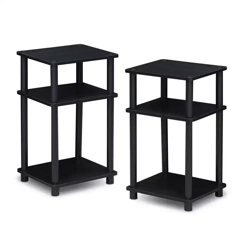 HOMLUX 2 PCS End Table 3-Tier Sofa Side Table Nightstand with Storage Shelf
