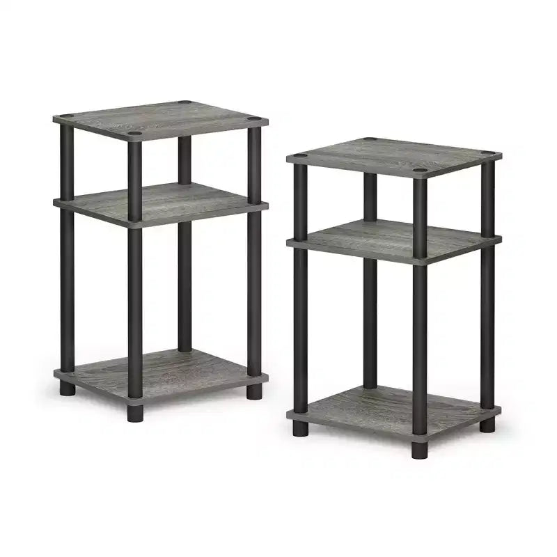 HOMLUX 2 PCS End Table 3-Tier Sofa Side Table Nightstand with Storage Shelf