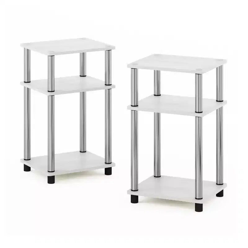 HOMLUX 2 PCS End Table 3-Tier Sofa Side Table Nightstand with Storage Shelf