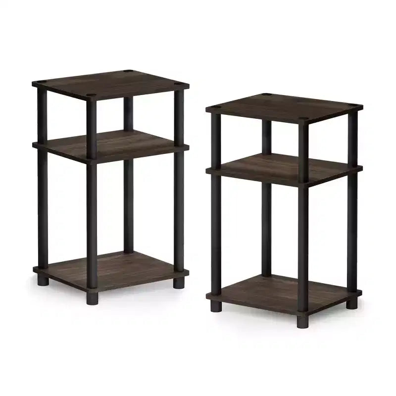 HOMLUX 2 PCS End Table 3-Tier Sofa Side Table Nightstand with Storage Shelf
