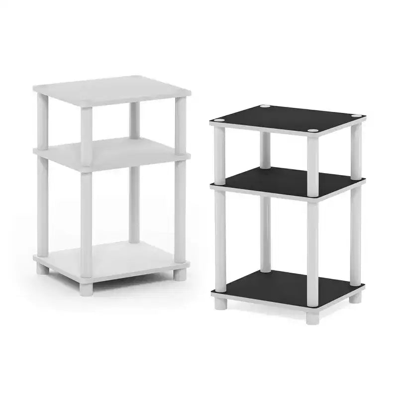 HOMLUX 2 PCS End Table 3-Tier Sofa Side Table Nightstand with Storage Shelf