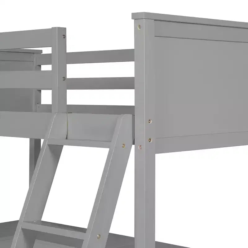High Twin size Loft Bed with Desk, Wooden Loft Bed Frame with Storage Shelves