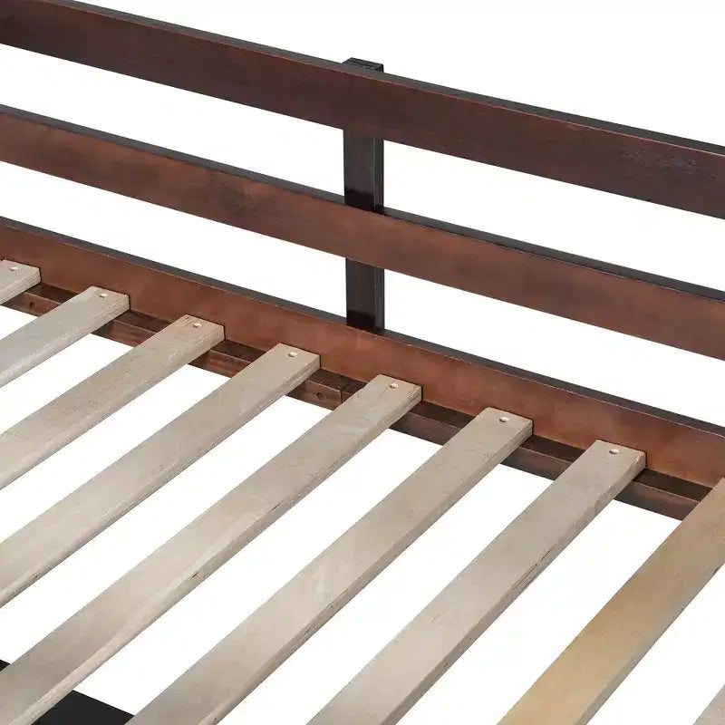 High Twin size Loft Bed with Desk, Wooden Loft Bed Frame with Storage Shelves