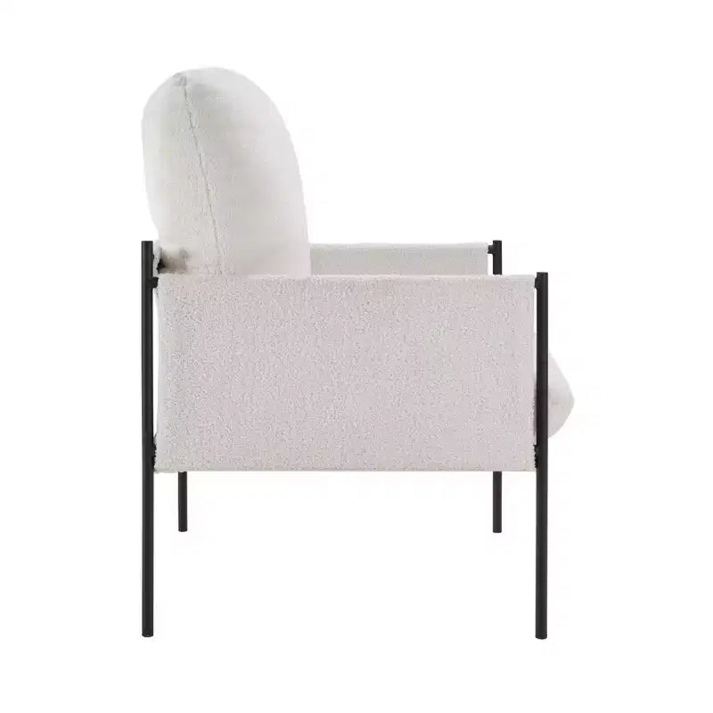 White Accent Chair w/ Wood Arms & Removable Cushion