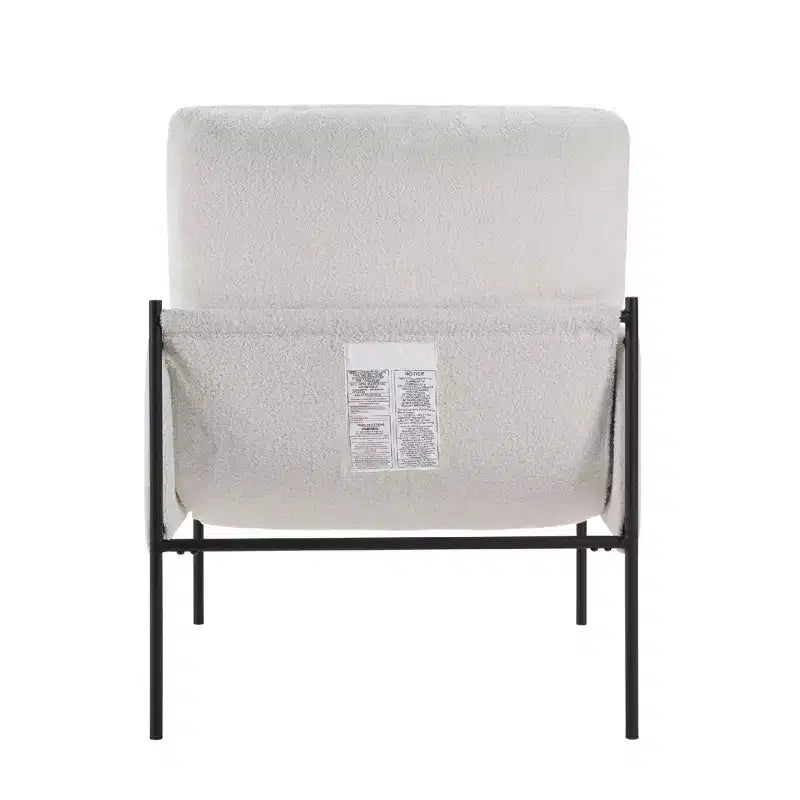 White Accent Chair w/ Wood Arms & Removable Cushion