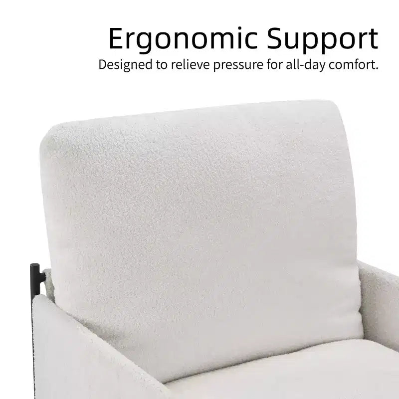 White Accent Chair w/ Wood Arms & Removable Cushion