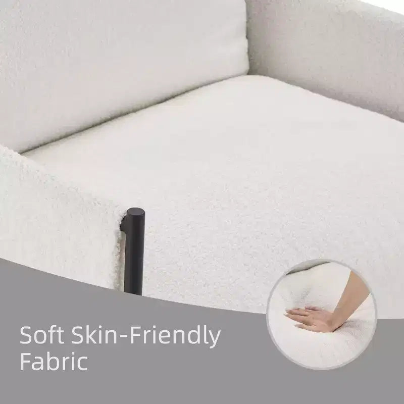 White Accent Chair w/ Wood Arms & Removable Cushion