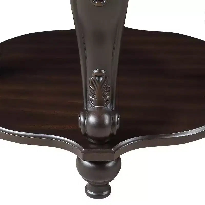 Hostack 22'' Two Tone Round End Table, Solid Wood Sofa Side Table with Shelf for Living Room, Espresso