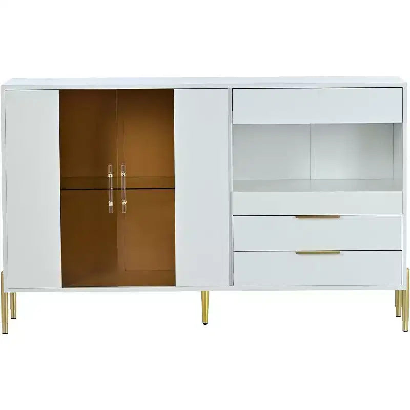 Modern Storage Cabinet with Acrylic Doors, Adjustable Shelves for Kitchen, Dining Room, Living Room, Corridor, Home Office, Spacious Organizer